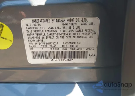 2017 Infiniti Q50 3.0T Premium from USA, damaged, VIN JN1EV7AP8HM733027